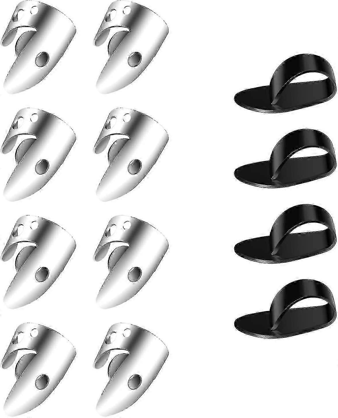 Ensemble de médiators réglables, comprenant 8 médiators en acier inoxydable argenté + 4 médiators en plastique pour guitare, banjo, harpe, basse, instruments à cordes