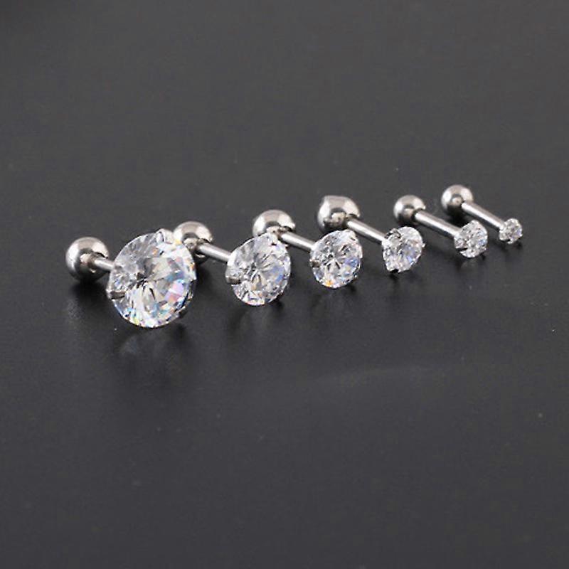 1Pair Prevent Allergy Simple And Stylish Titanium Steel Three Claw Zircon Earrings