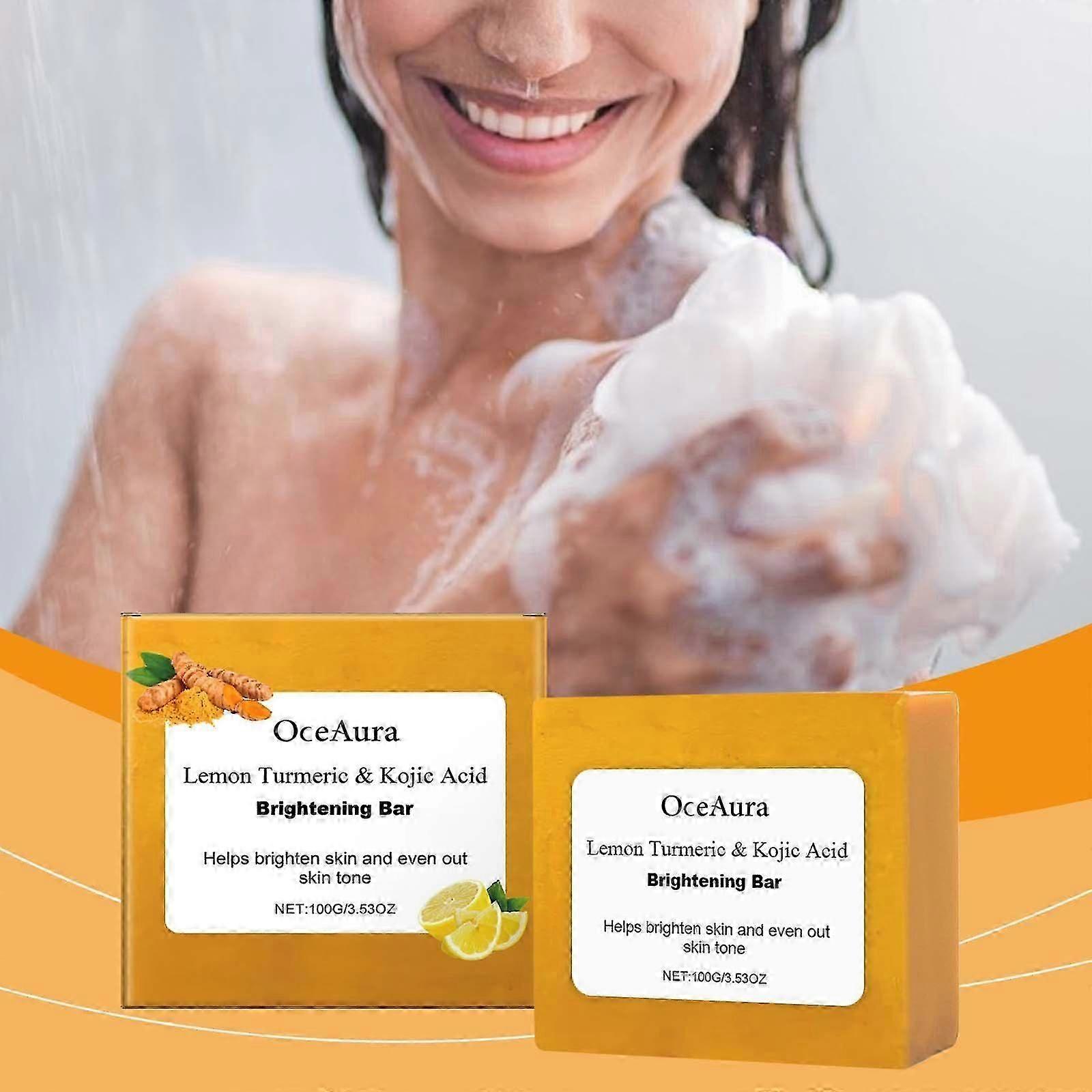 Turmeric Bar Soap, Lemon Turmeric Soap Bar, 100g Lemon Bath Soap, Handmade Solid Soap Lemon Bar Soap for Bathing Shower Washing