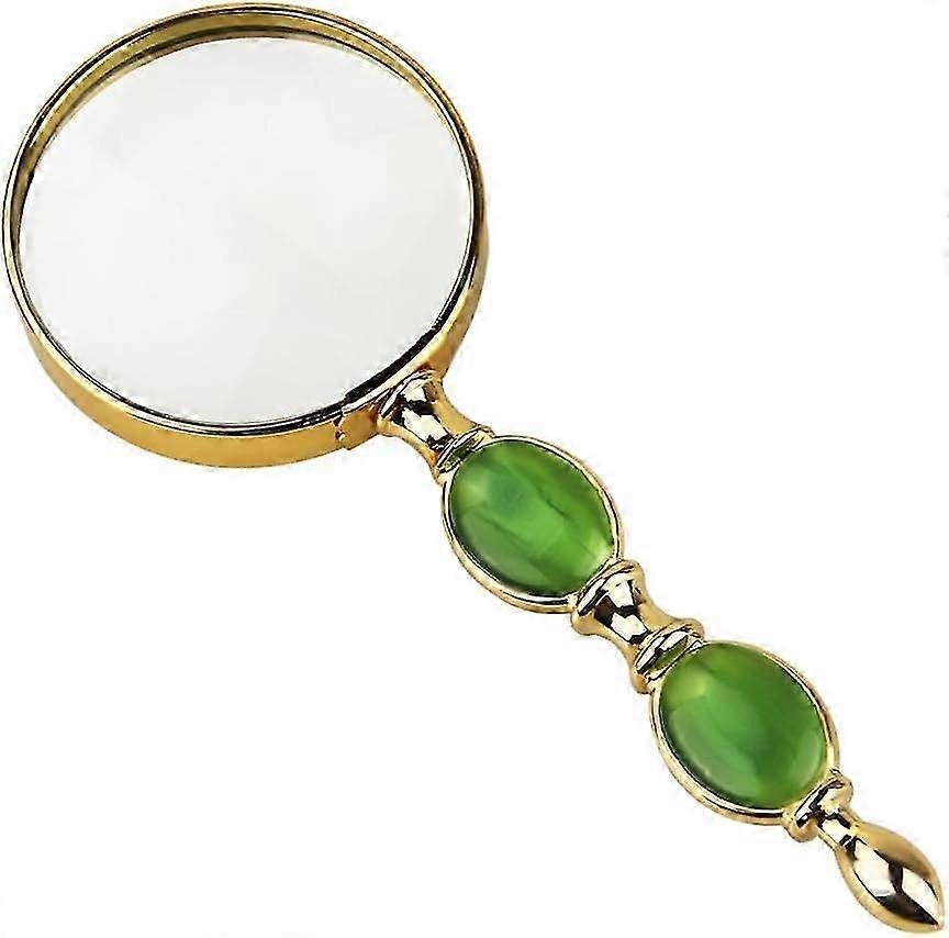 Handheld Magnifying Glass, 8X Magnifier Glass with Gold-Plated Frame - Elegant Reading Magnifying Glass, Light Weight Magnifier for Seniors Reading, S