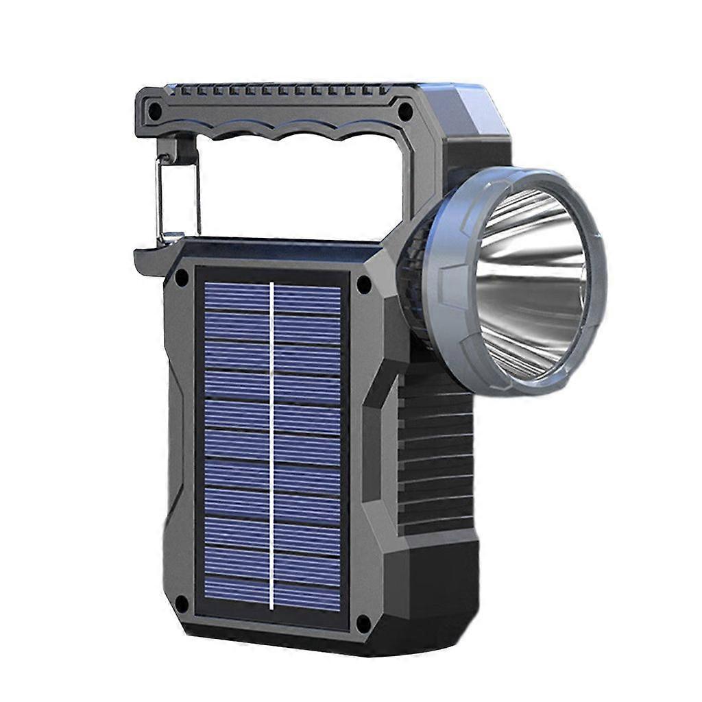 Solar Power Flashlight USB Charging Light ABS for Outdoor Camping & Home Use