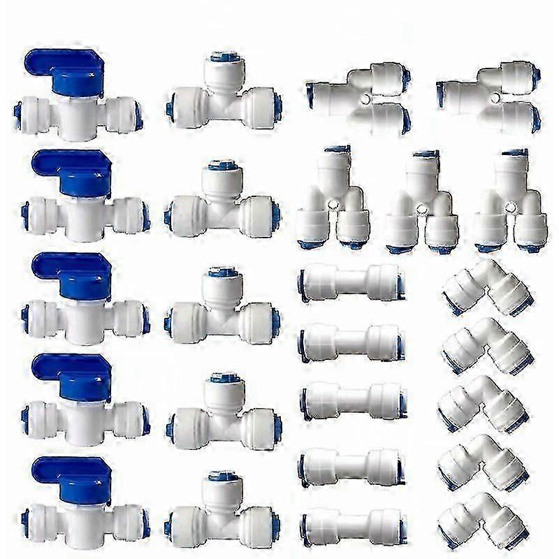 تركيب التناضح العكسي لفلتر المياه ، 1/4 "(6 مم) Pushfit تركيب مستقيم لخرطوم تصفية المياه ، أنابيب تركيبات الثلاجة (Y + T + I + L نوع Combinatio
