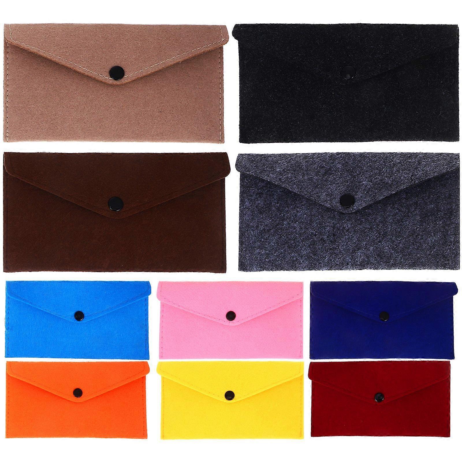 10Pcs Felt Pockets Snap Button Envelopes Phone Storage Envelops Small Pockets Felt Storage Bag
