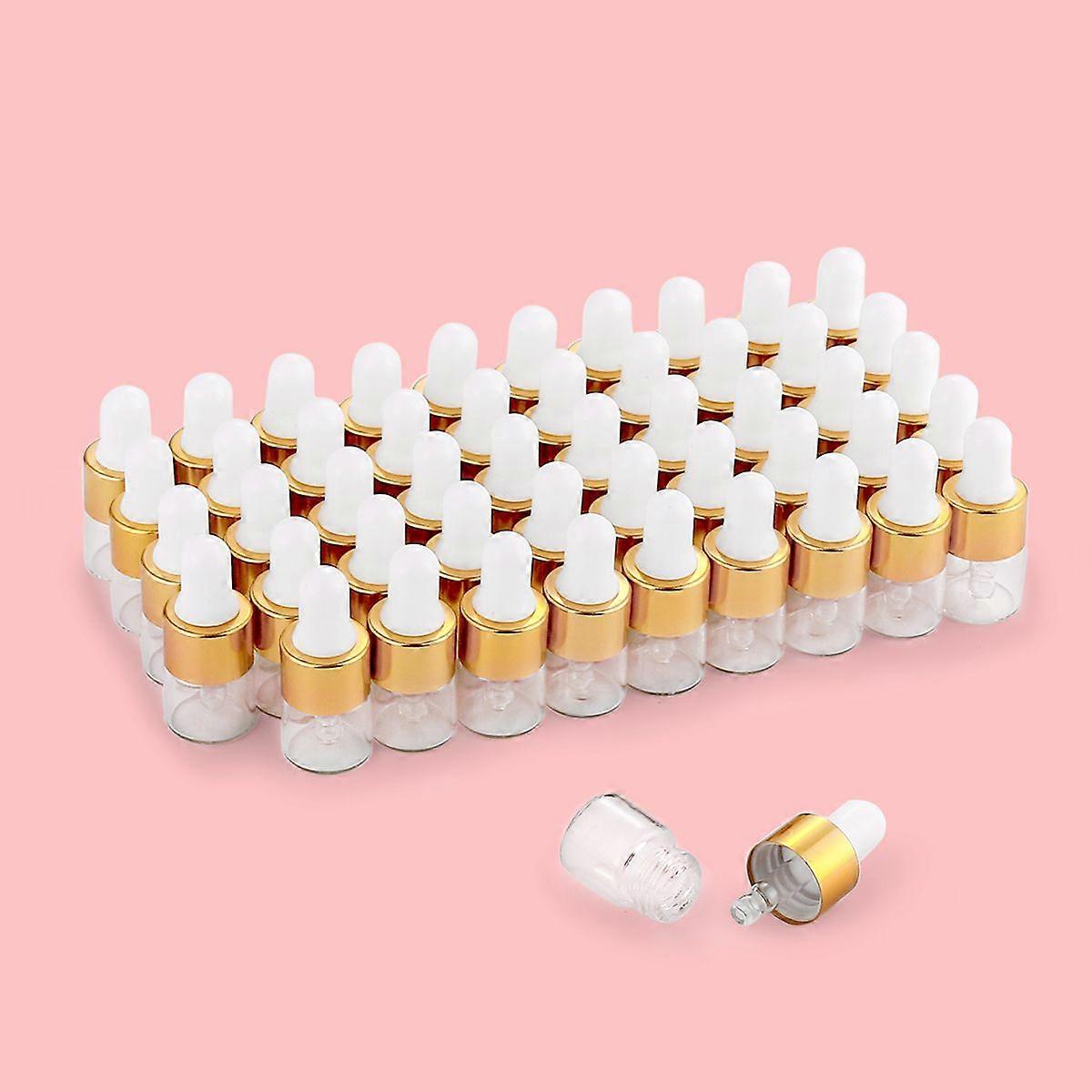 50pcs 1ml Miniature Glass Bottles with Dropper for Essential Oils Travel Eco-Friendly and Reusable Capacity 1ml