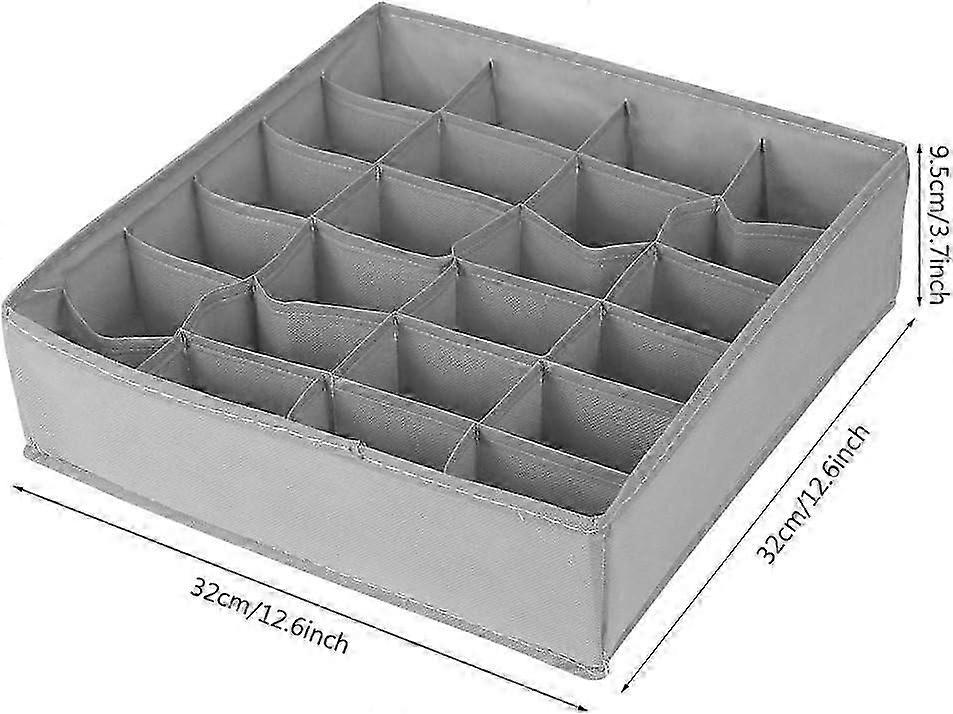 Fabric Storage Boxes for Socks, 2 Piece Foldable Drawer Storage Box, Drawer Box for Bras/Socks/Undies/Ties/Scarves (Dark Grey)