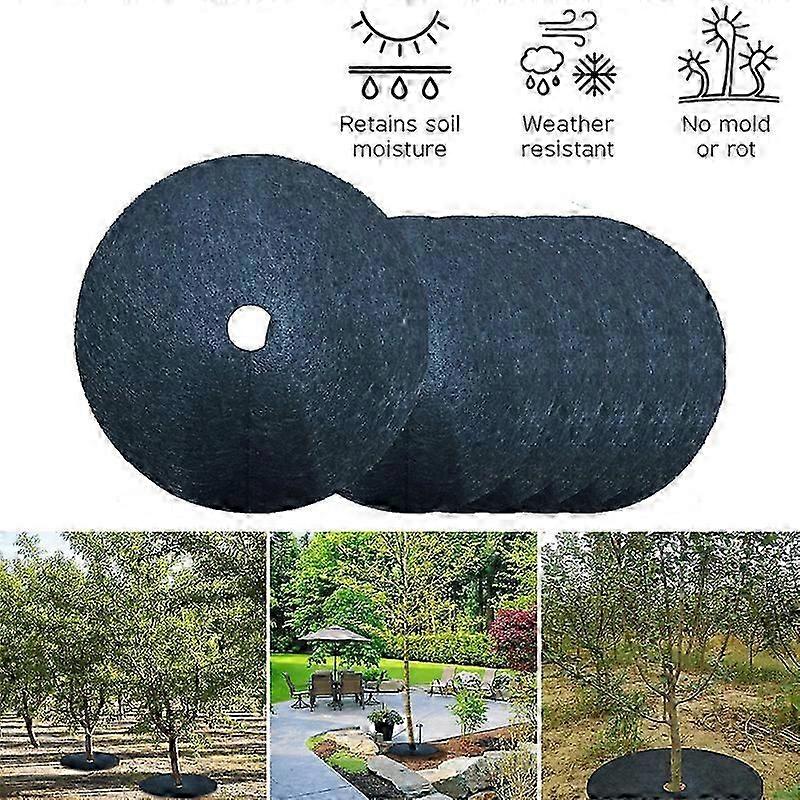 6 pieces Tree protection mats ecological control fabric mulch ring round barrier plant cover for indoor outdoor gardens