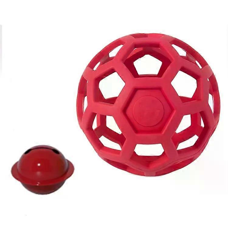 Dog Toy-Bite-Resistant Hollow Ball,Elastic Rubber,Red-Red