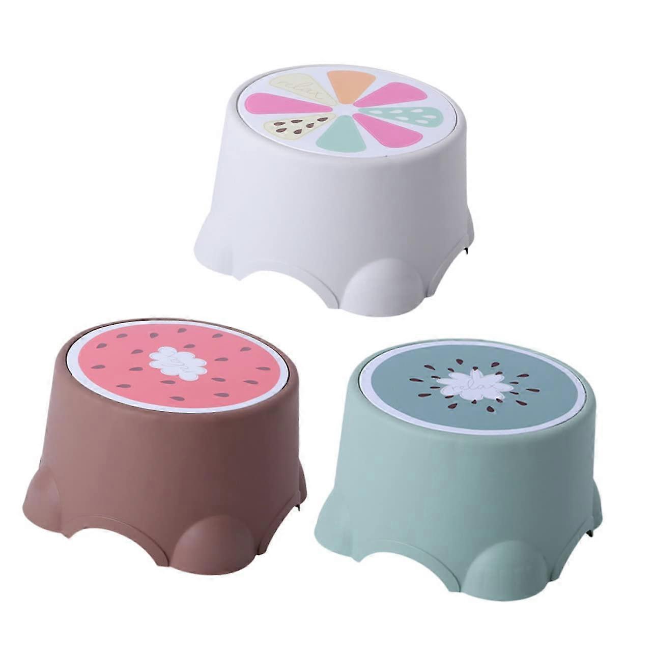 3pcs Low Stool Step Stool – Portable Plastic Kid Chairs, Footstools for Bathroom and Dining, Toddler Cartoon Design