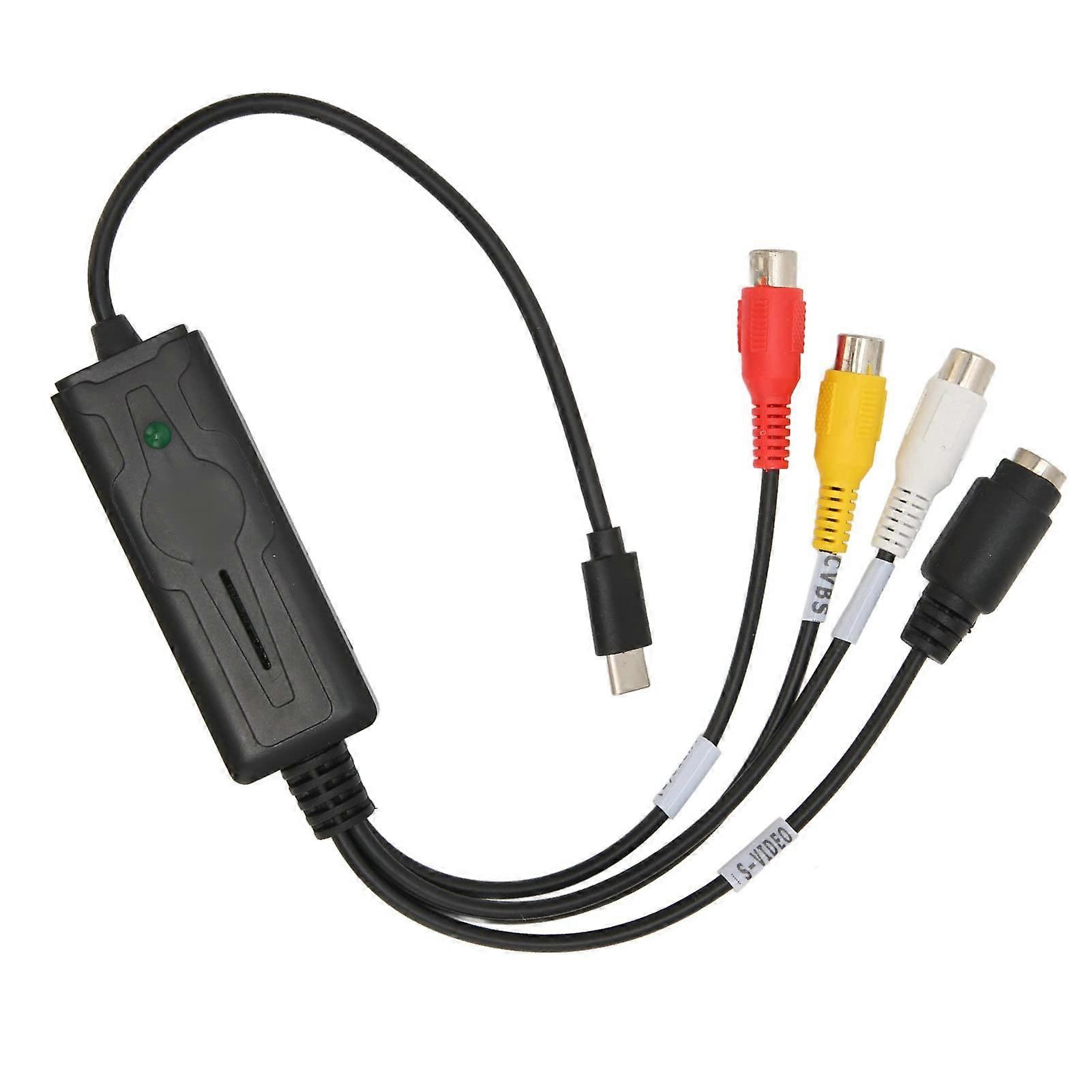 Type C Video Capture Card USB 2.0 Adapter for S Video CVBS Compatible with OS X Windows 10 8 7 Vista XP
