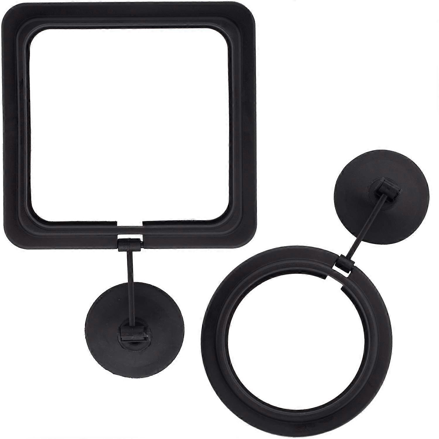 2 packs of fish feeding ring, aquarium fish floating feed feeder, vacuum square shape (black)