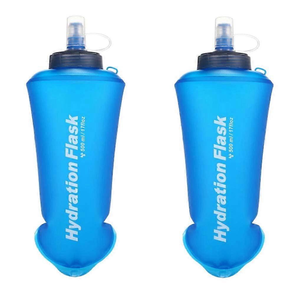 soft folding water bottles, 2 packs 500ml of BPA- foldable flask hydration pack