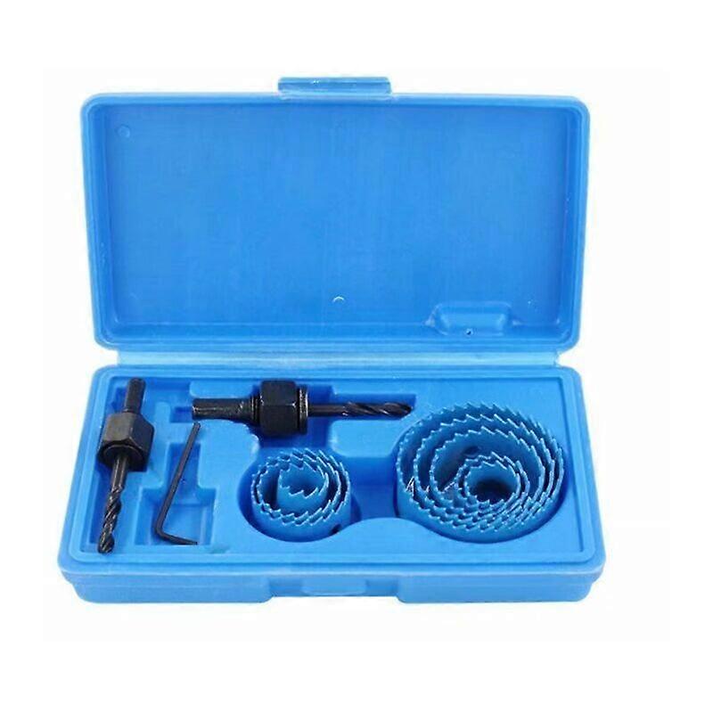 11 Pcs Carbon Steel Bi-Metal Hole Saw Kit 19-64mm Hole Saw Set for Wood, Plasterboard and Plasterboard - blue