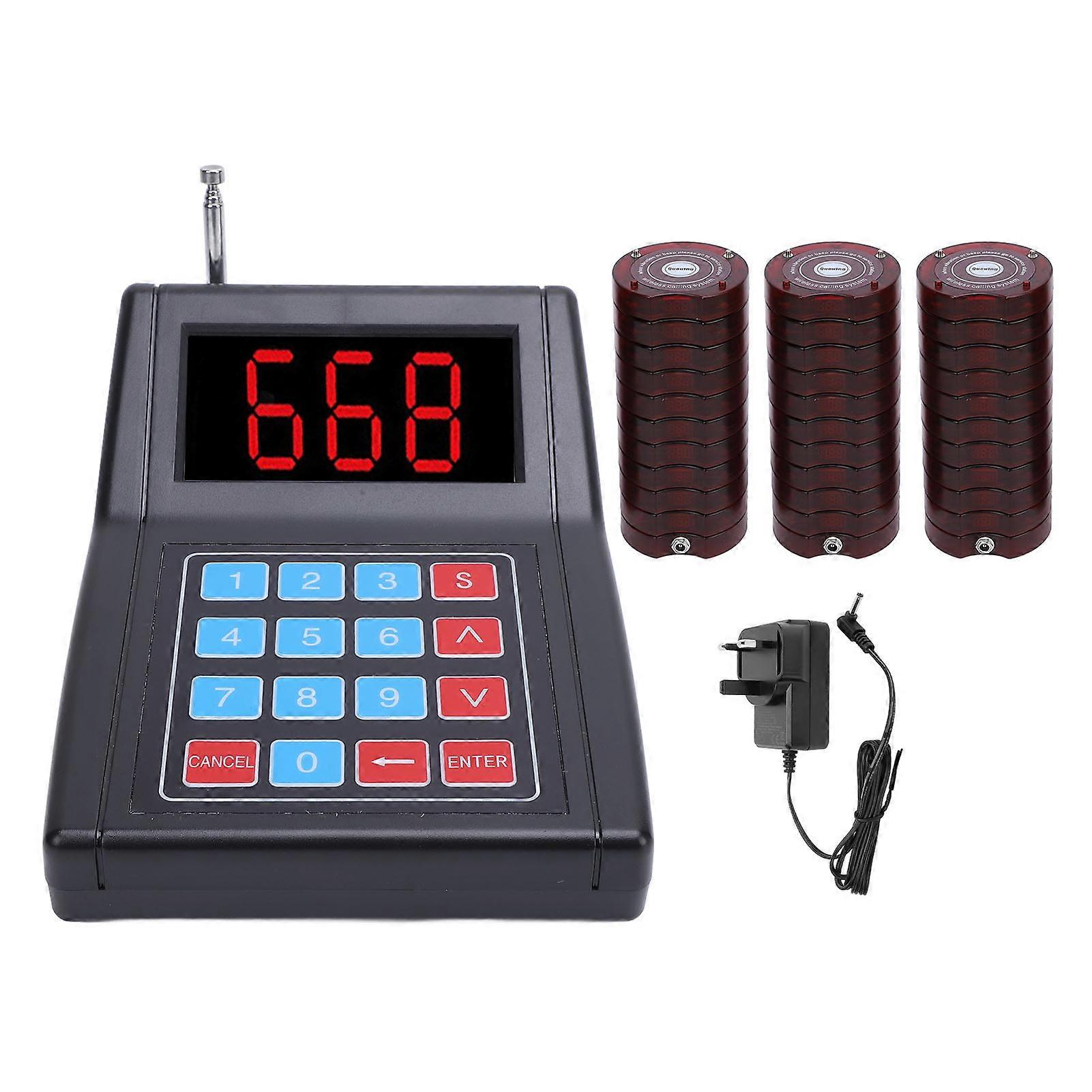 Restaurant Pager Calling 30 Coaster Pagers 1 Keyboard Transmitter Wireless Beeper Buzzer System for Queuing