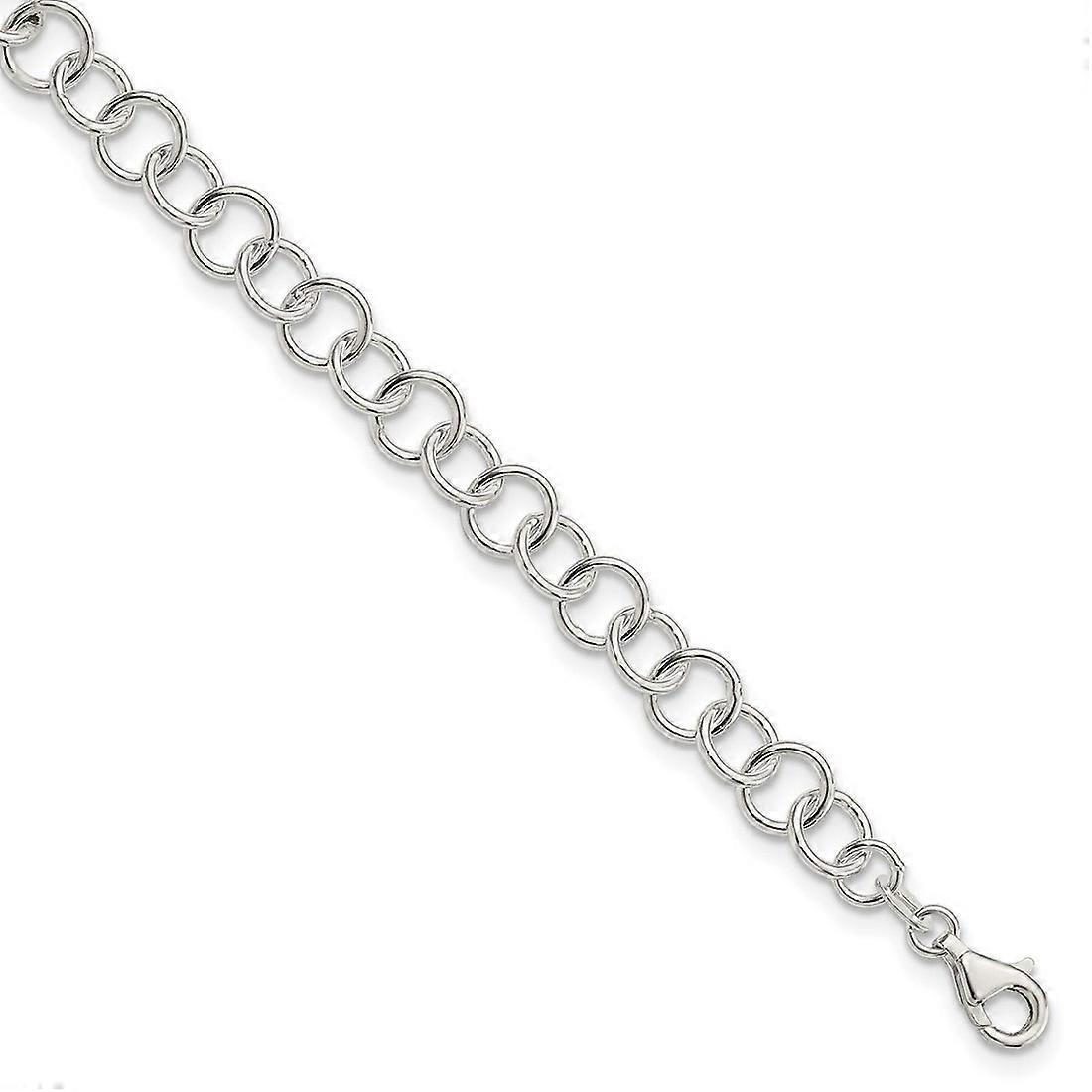 925 Sterling Silver Fancy Lobster Closure Polished-Fancy Link Anklet-Lobster Claw 8mm Wide-Anklet for Women - Length: 9