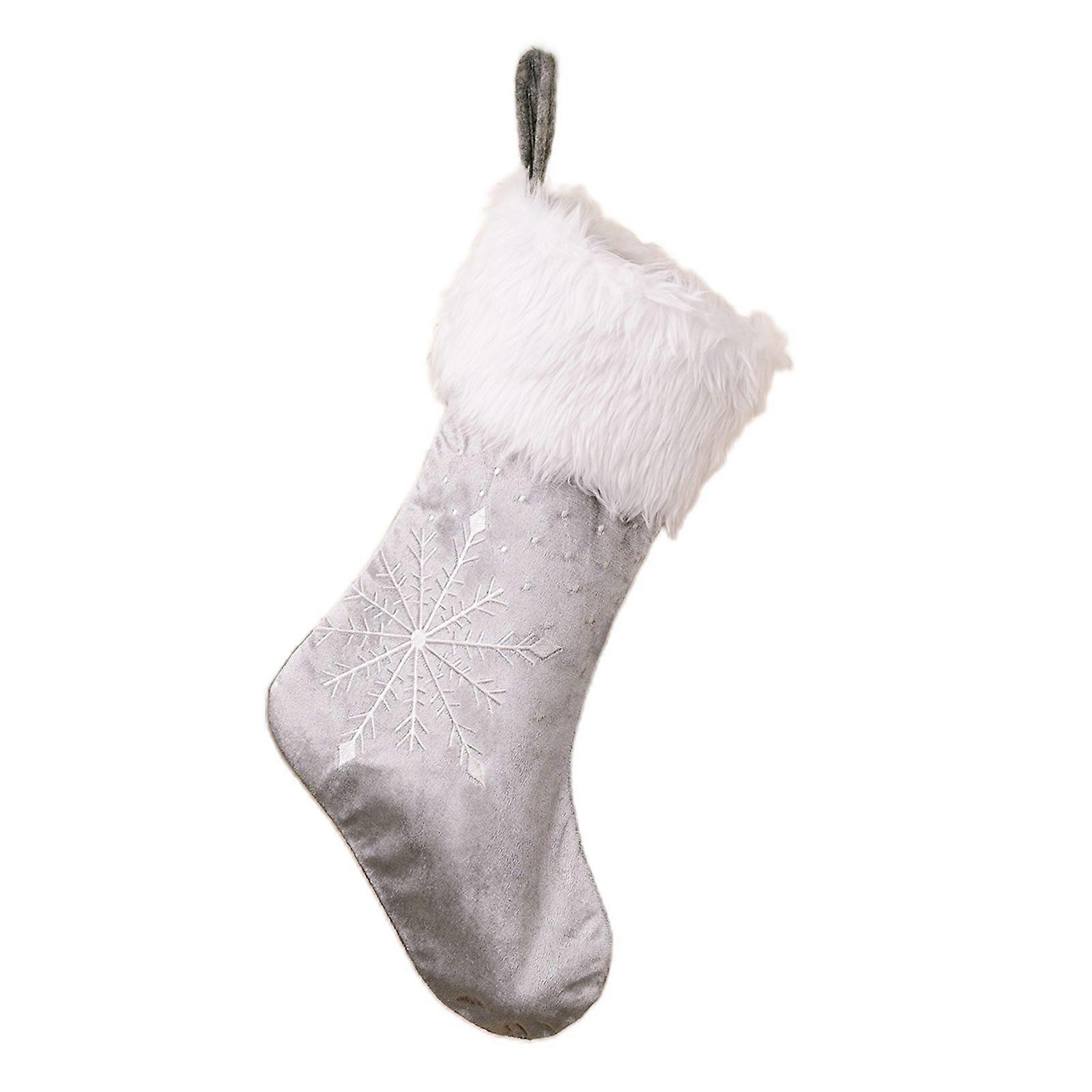 Snowflake Pattern Christmas Stockings Gift Bag Fireplace Hanging Stockings