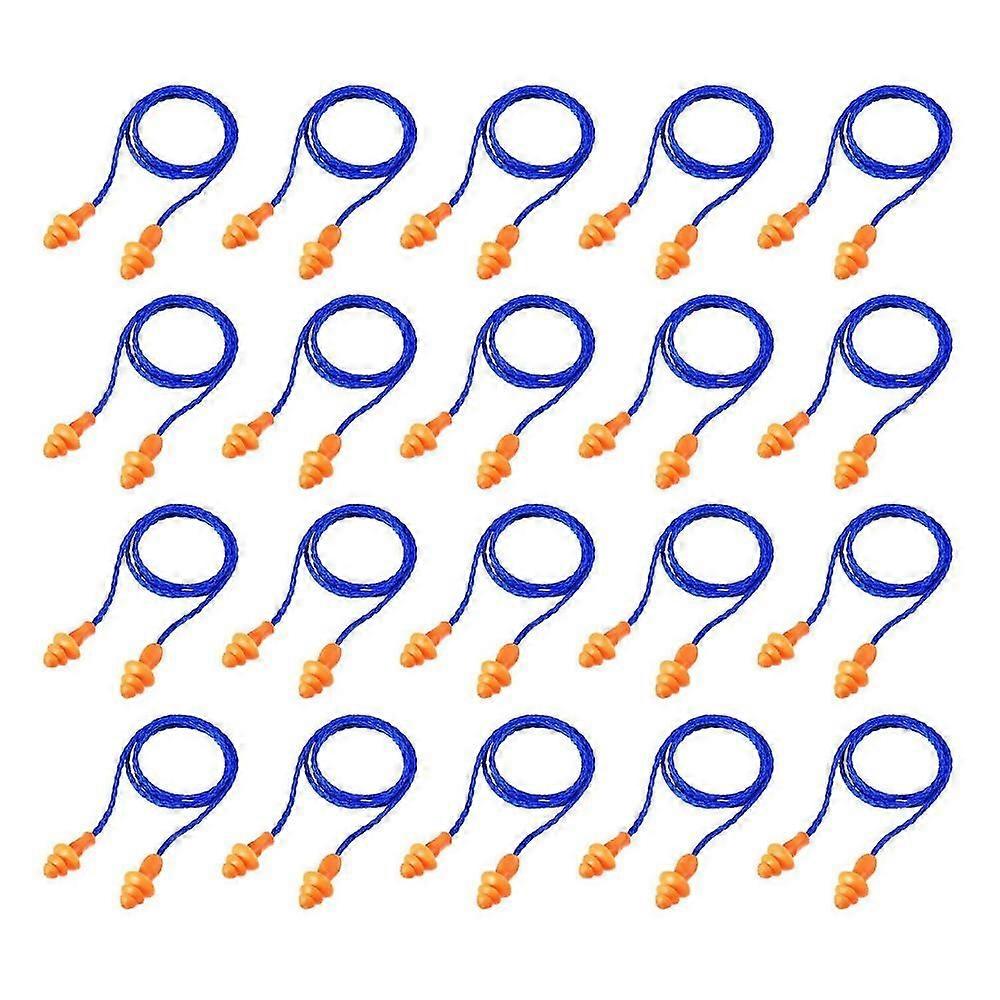 20 Pairs Cord Earplugs Reusable Silicone Ear Plugs With Rope Noise Canceling Earplug For Sleeping Hearing Protection, Blue