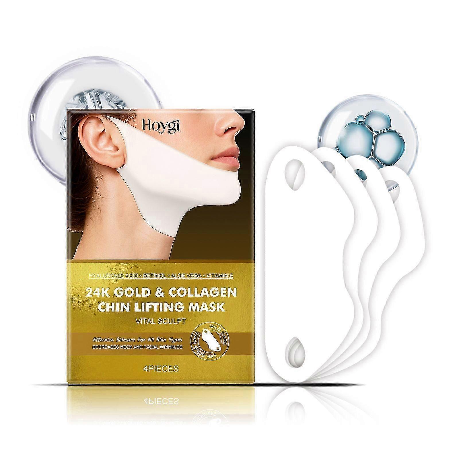 V Line Lifting Mask with 24K Gold, Collagen Chin Lifting Mask, Deep Collagen Jawline Shaper Mask with Retinol for Face Lift