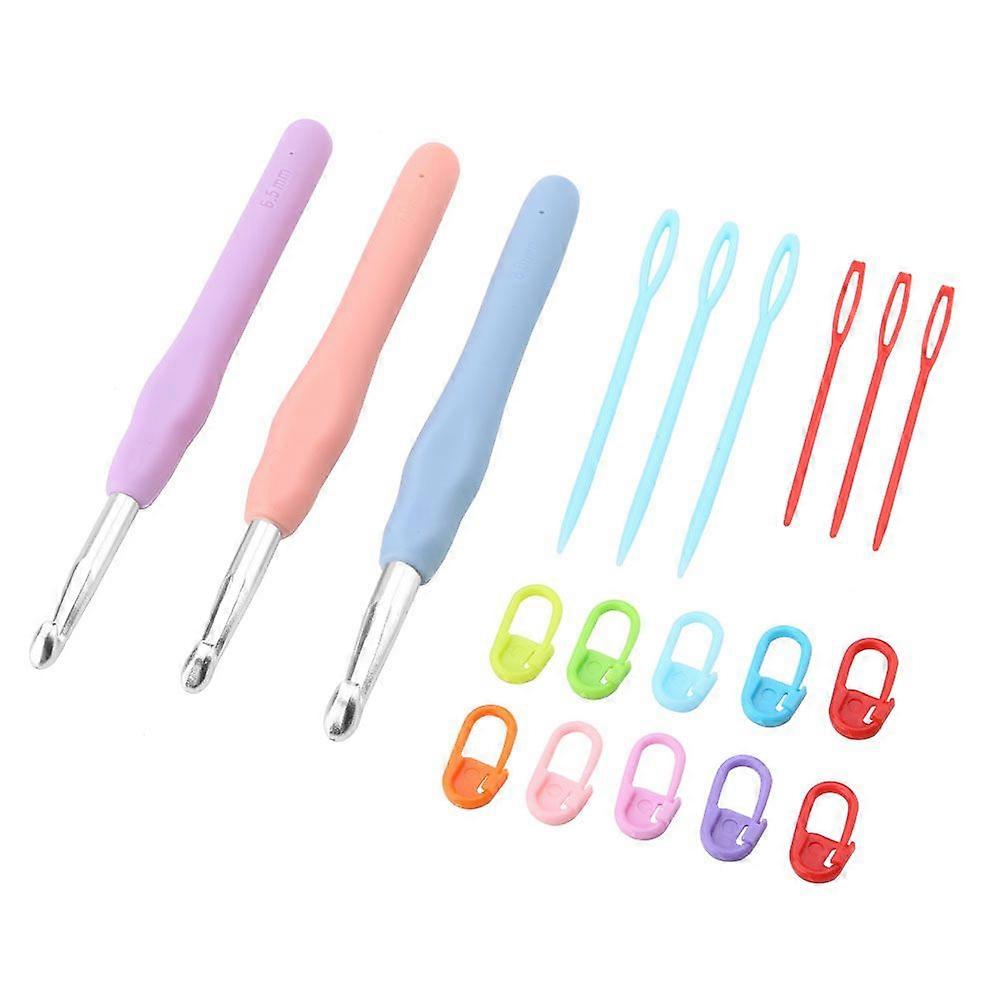 19Pcs Aluminum Handle Crochet Hook Needle Kit for Handcraft Knitting Projects
