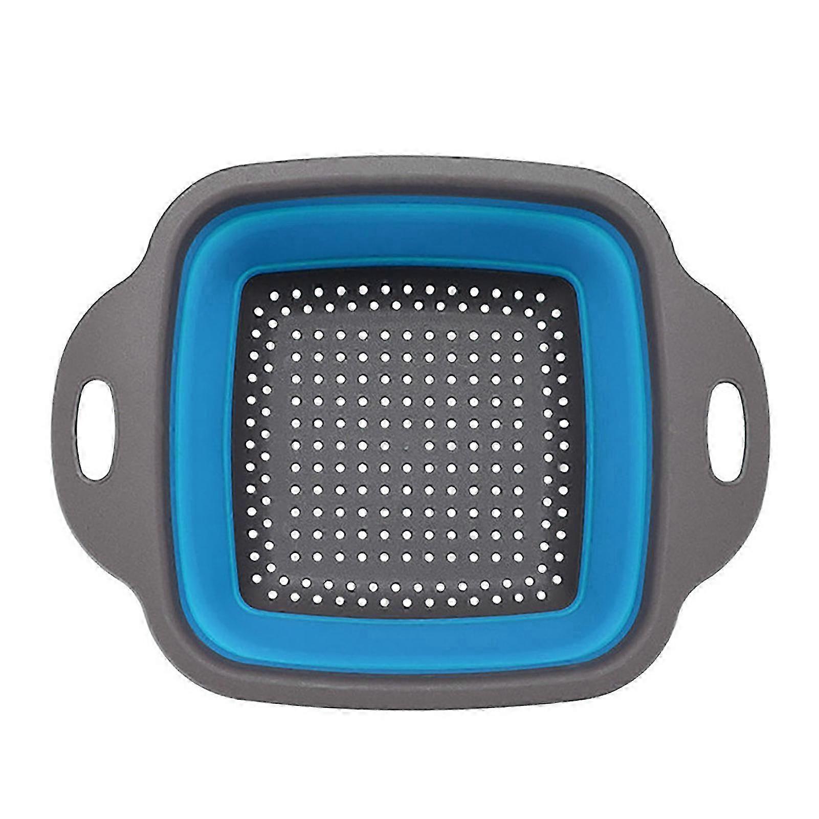 Collapsible Drain Basket with Handle Food Grade BPA Free Large Capacity Square Silicone Folding Colander Vegetables Fruits Strainer