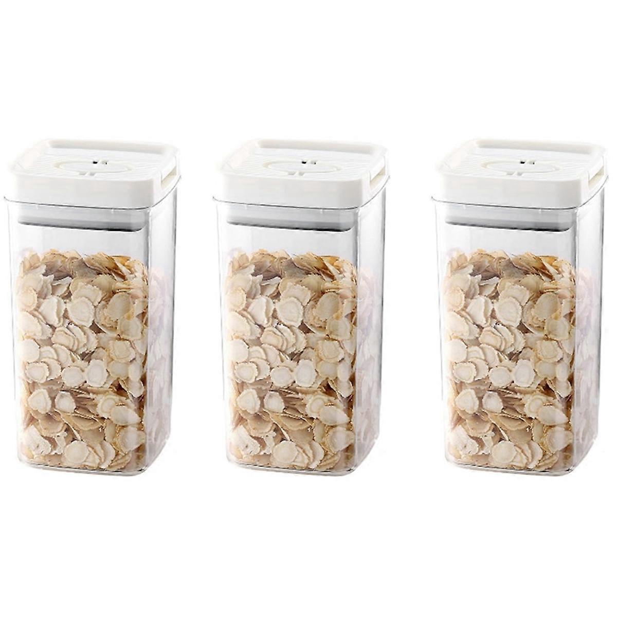 Sealed Plastic Jar with Lid Transparent Square Sealed Storage Jar Quick Pull Lid Design Kitchen Foo