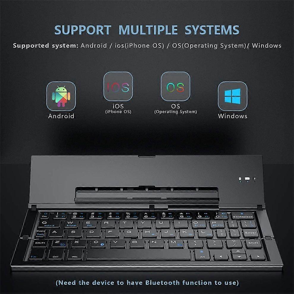 Jomaa Folding Bluetooth Keyboard Rechargeable Foldable Wireless Keyboard with Pocket Size for iPad iPhone