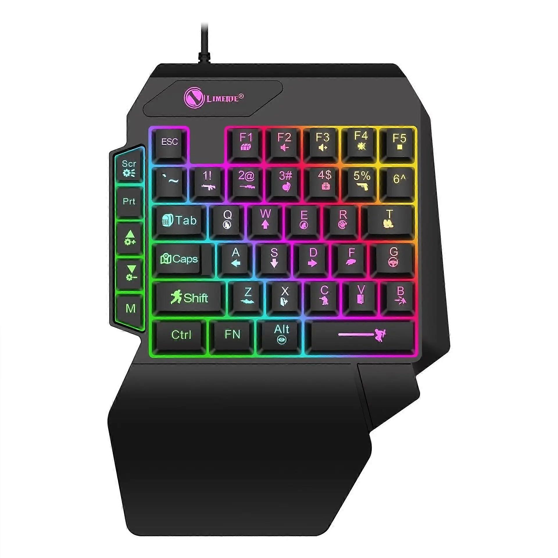 Gaming Keyboard Single Hand Mini USB UltraSlim Wired 35keys One Handedly Backlight Keyboard for Laptop Desktop PC Smartphone