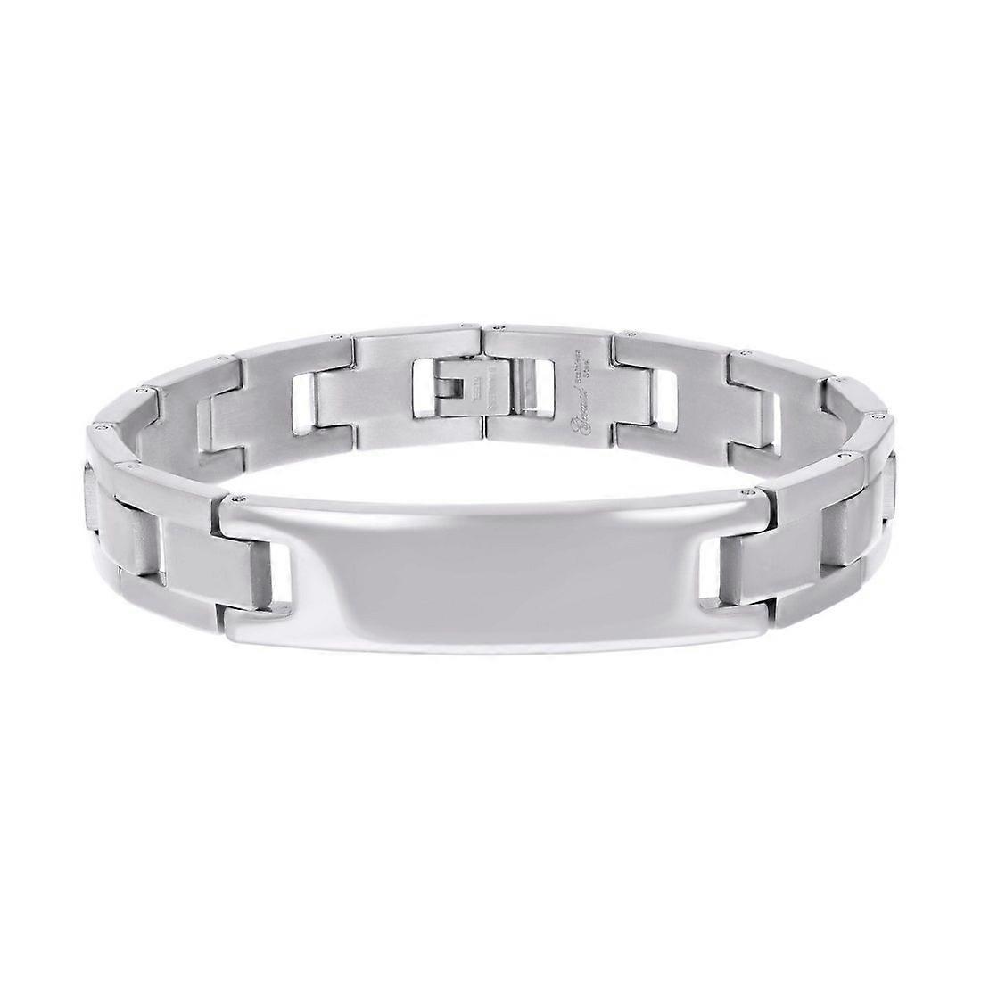 Pulseira masculina de aço inoxidável, 8,5 polegadas, 12 mm de largura, com elos.