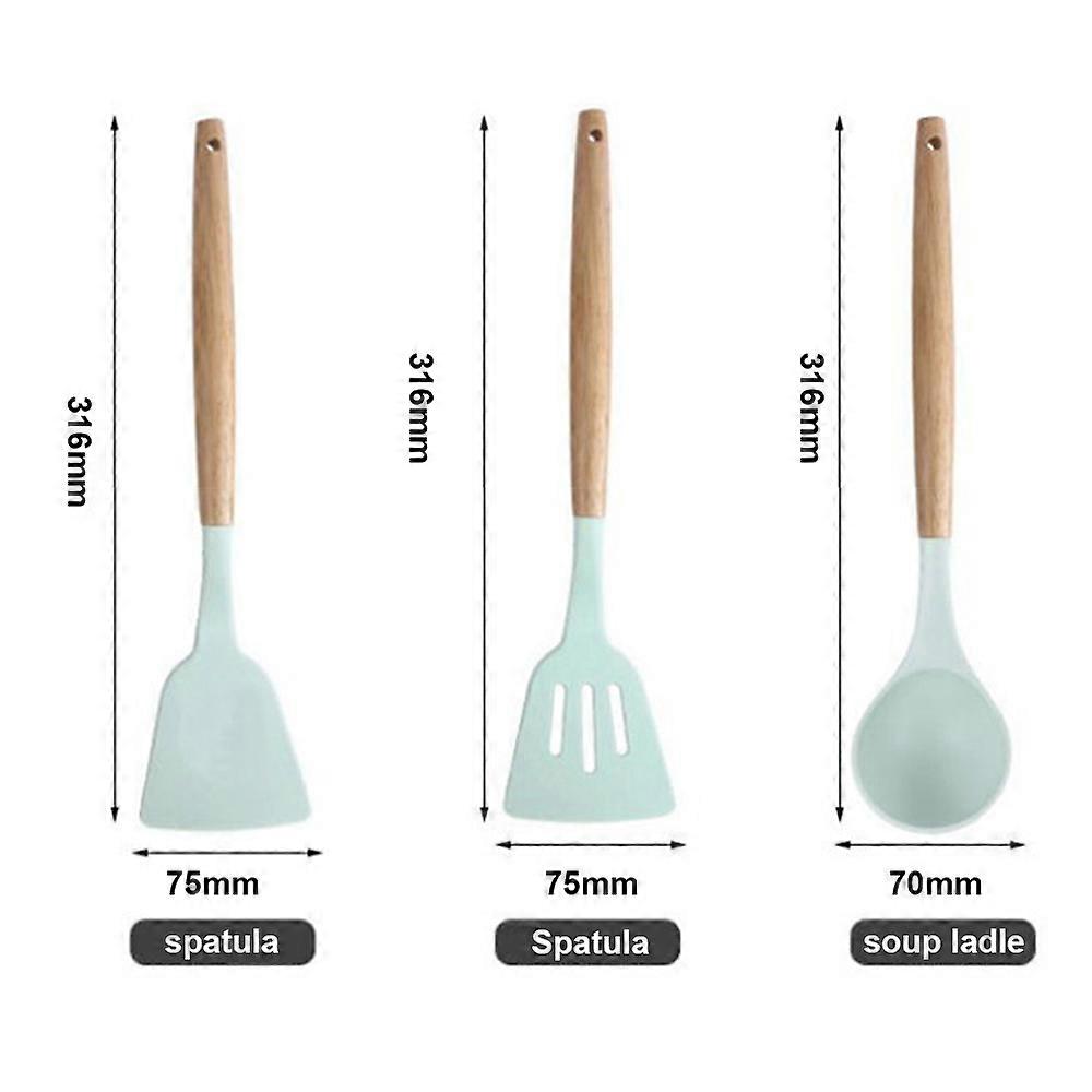 19 יחידות עץ ידית סיליקון כלי בישול עם מחזיק מזון כיתה מרית כף מטבח גאדג'טים סט