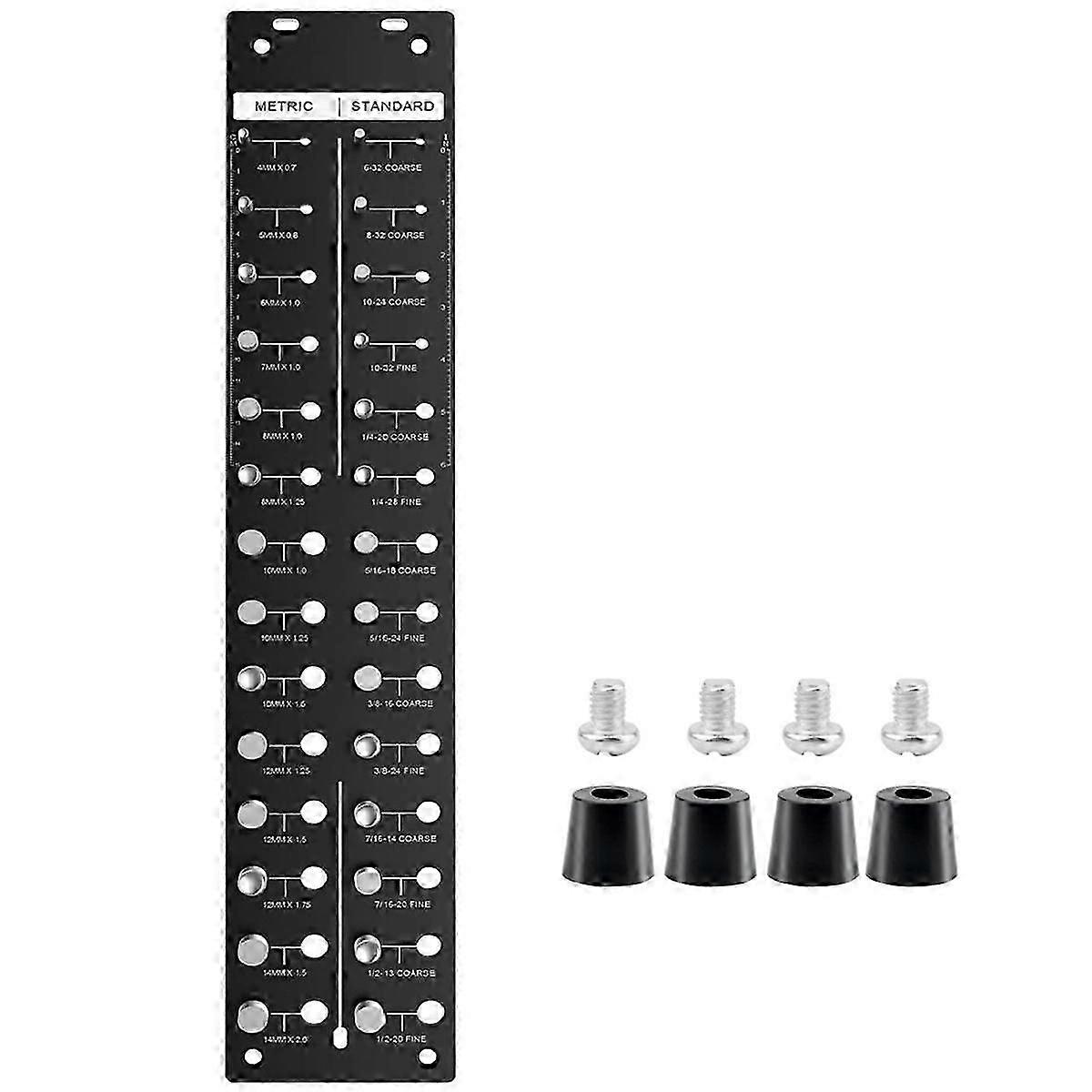 28 Nut and Bolt ThreadChecker with 14 Metric and 14 Standard Sizes, Bolt Size and Thread Gauge with Food Pads