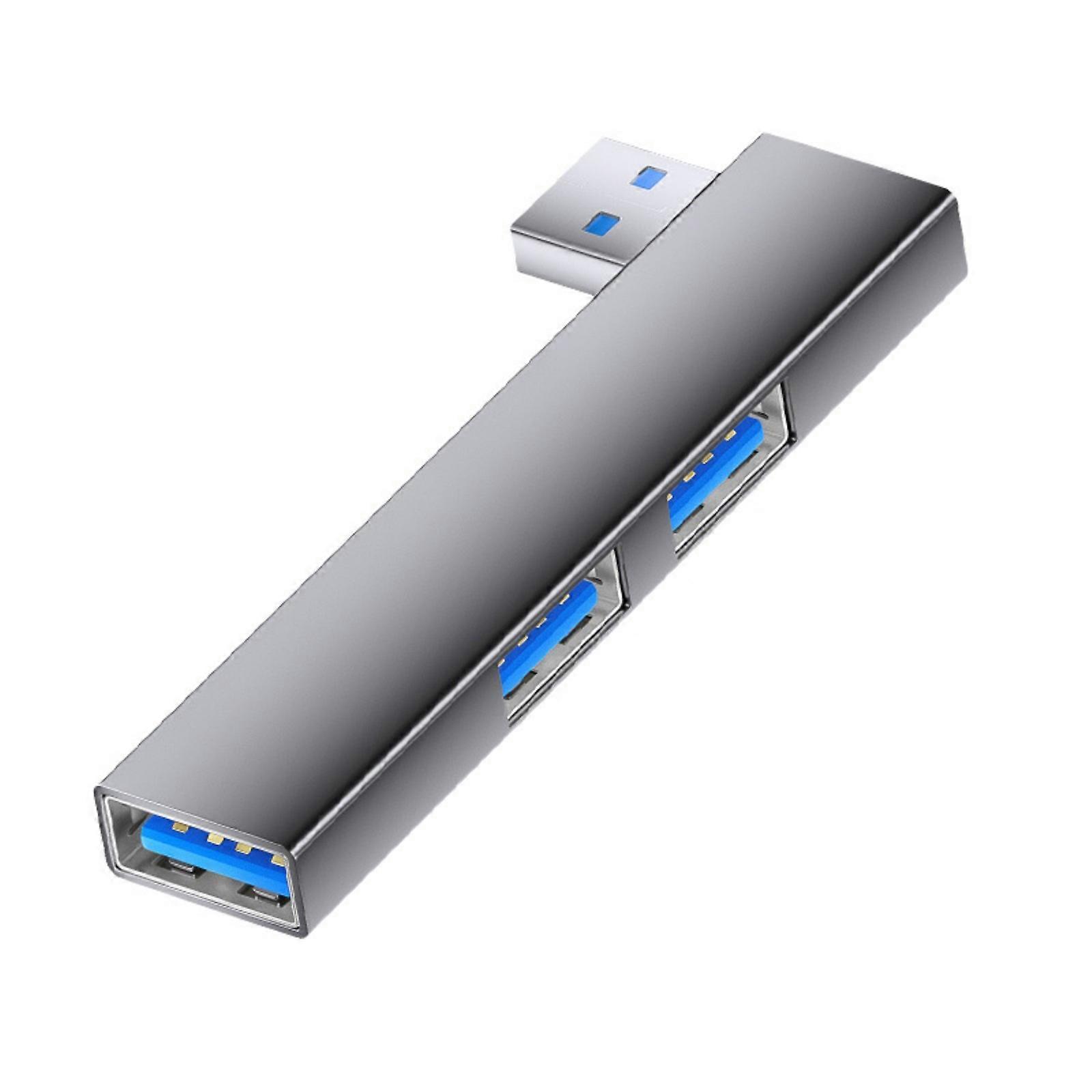 90° Açılı Tasarımlı MultiPorts USB3.0 Hub'lar OTG Desteği Alüminyum USB Splitter Akıllı Telefon Dizüstü Bilgisayar için Gri