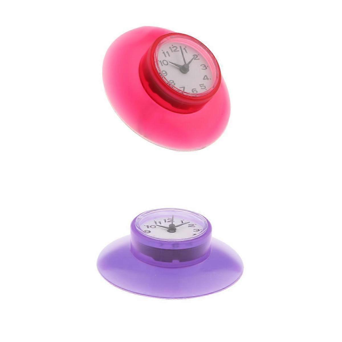 2x Mini Waterproof Bathroom Bath Shower Clock With Suction Cup Red