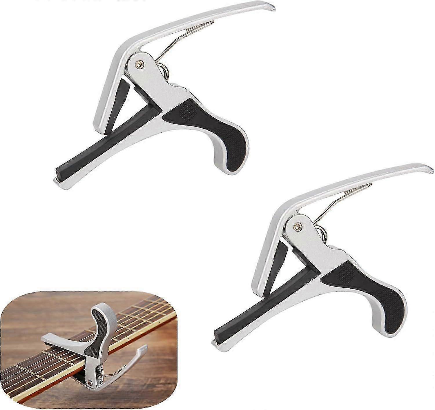 2個ギターギタークリップギタークランプ合金アコースティックギターベースクラシックギター用(秒)