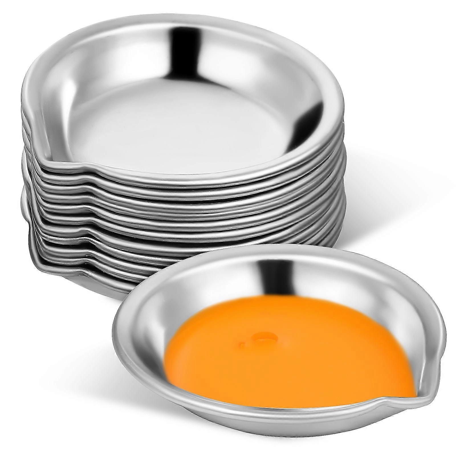 18pcs Stainless Steel Small Round Artist Palette Color Mixing Trays with Pouring Spout for Watercolor, Nail, Makeup, and Craft Use – Compact Portable