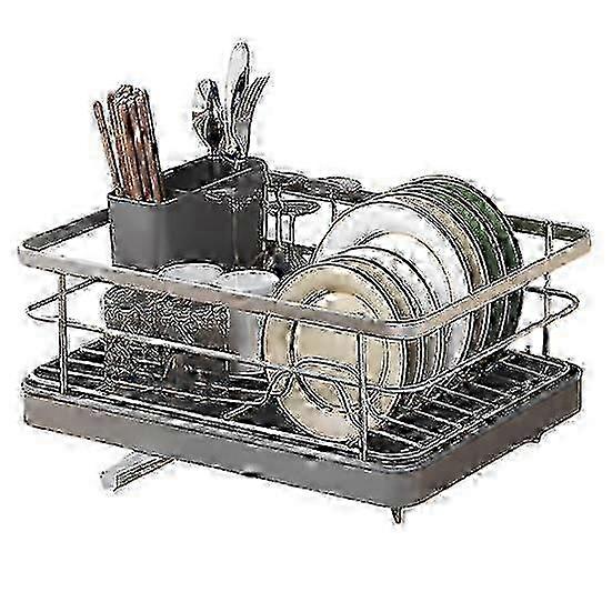 Large Dish Drying Rack with Auto-Drain and Non-Slip Base