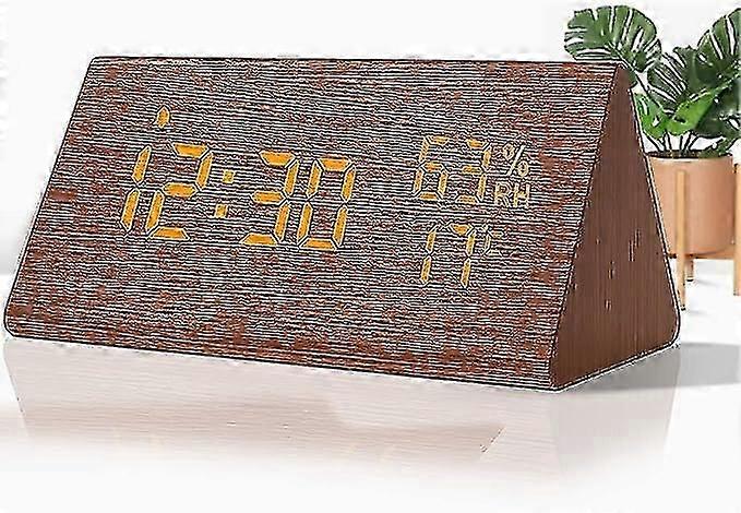 Wooden Look Desktop Alarm Clock For Home, Kids And Office