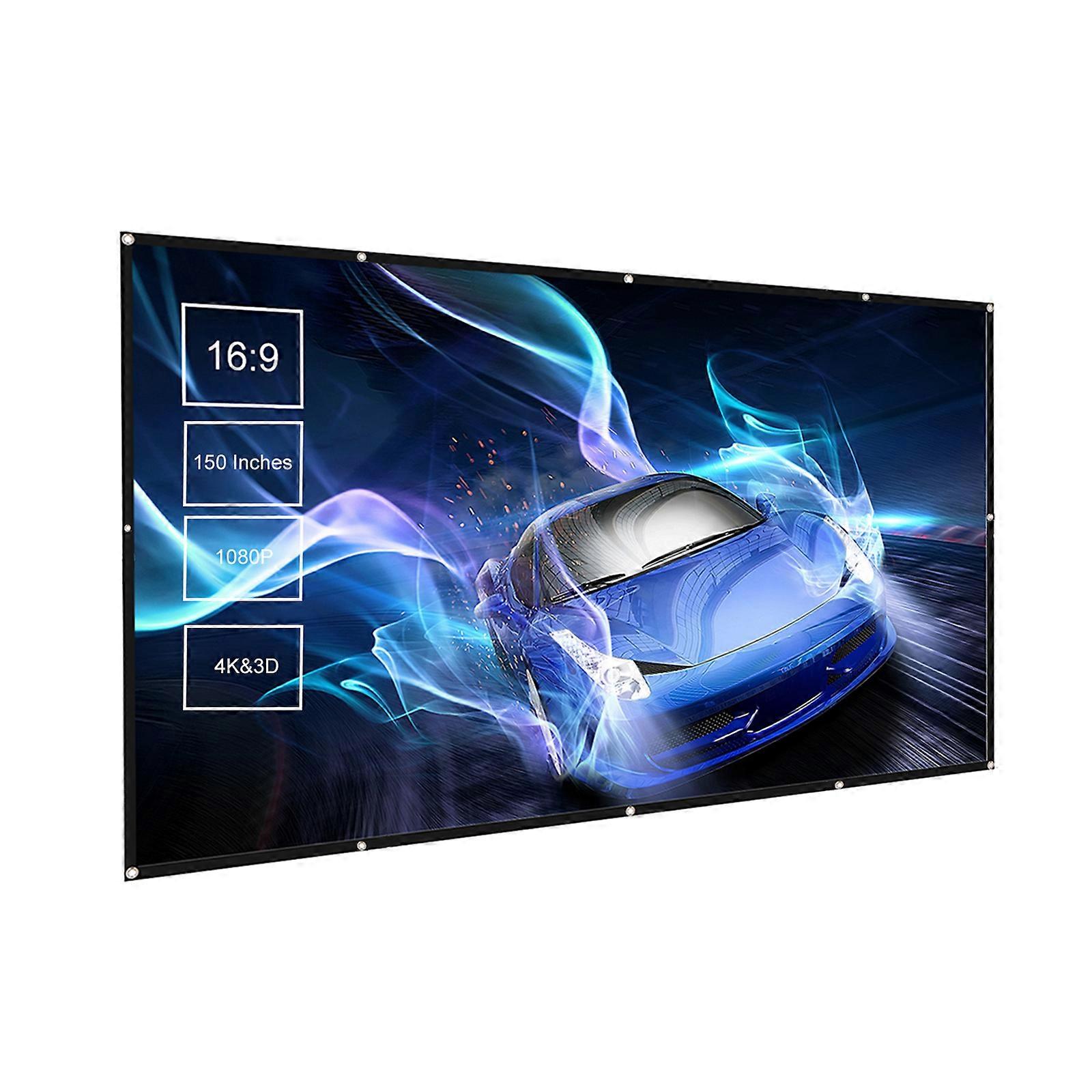 150 inch Projector Screen, 16:9 Widescreen, Portable, Anti-Crease, Foldable, Indoor and Outdoor, for Home and Office