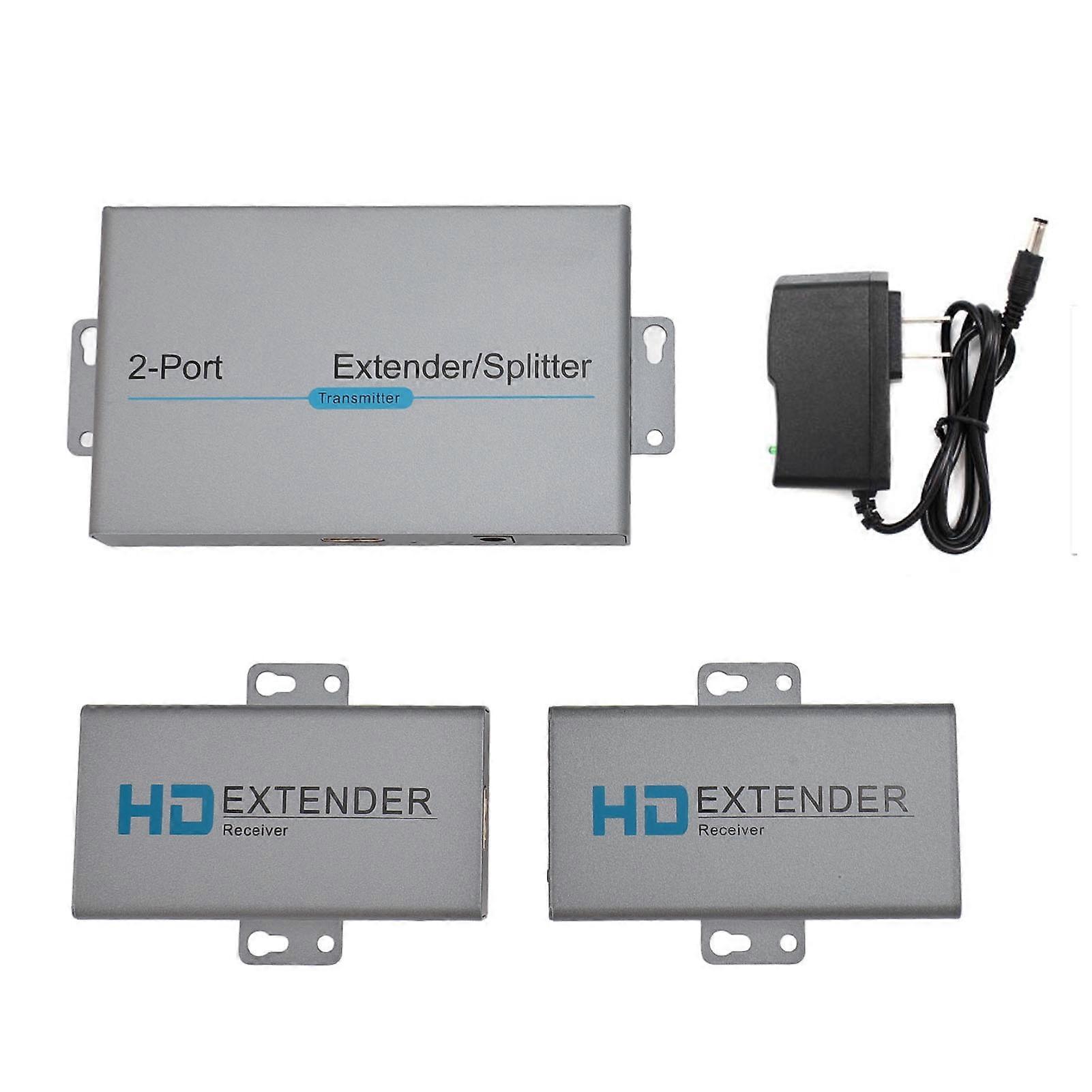 1080P HD Multimedia Interface Extender Splitter 1x2, 164ft CAT5e/6, 3D, US Plug