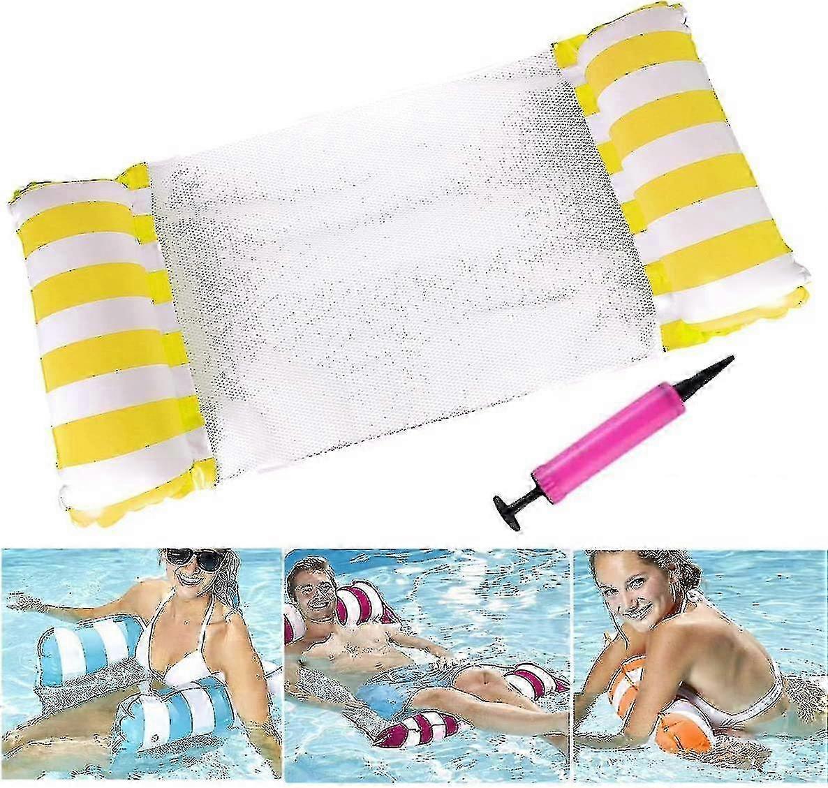 Floating Inflatable Hammock and Mattress Pool Lounger with Hand Pump