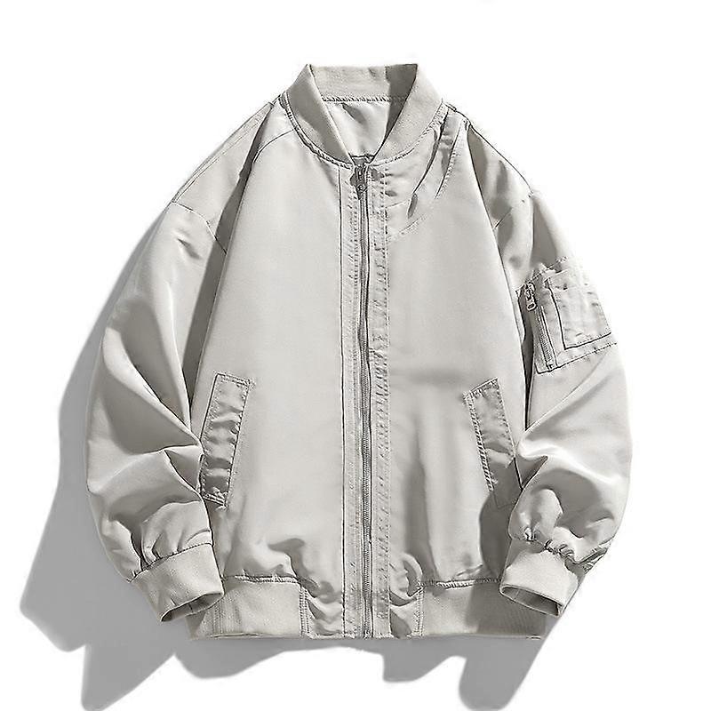 Flying Suit Jacket Baseball Jacket with Multiple Pockets Men's Work Jacket Loose Baseball Collar Jacket