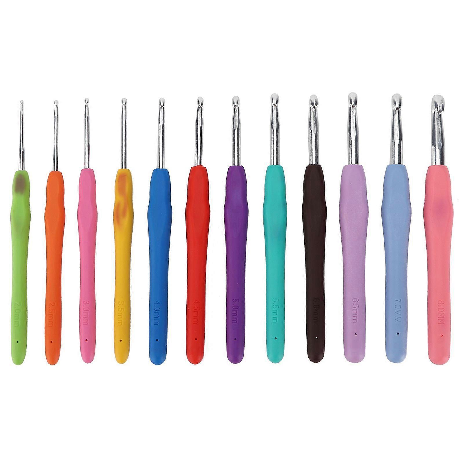 2025 Latest Model  12Pcs Crochet Hooks Needles Soft Rubber Handle Different