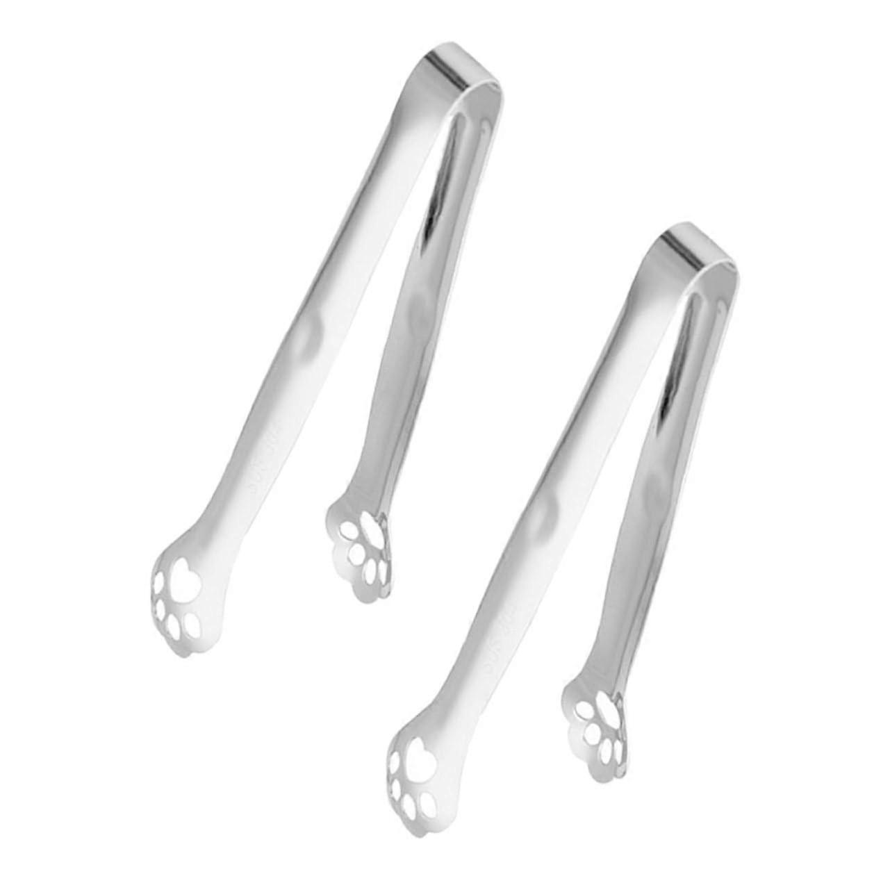 Cartoon Design Dessert Tongs Set of 2, Multifunctional Ergonomic Non-Slip Bread Tongs for Buffet and Grill Serving