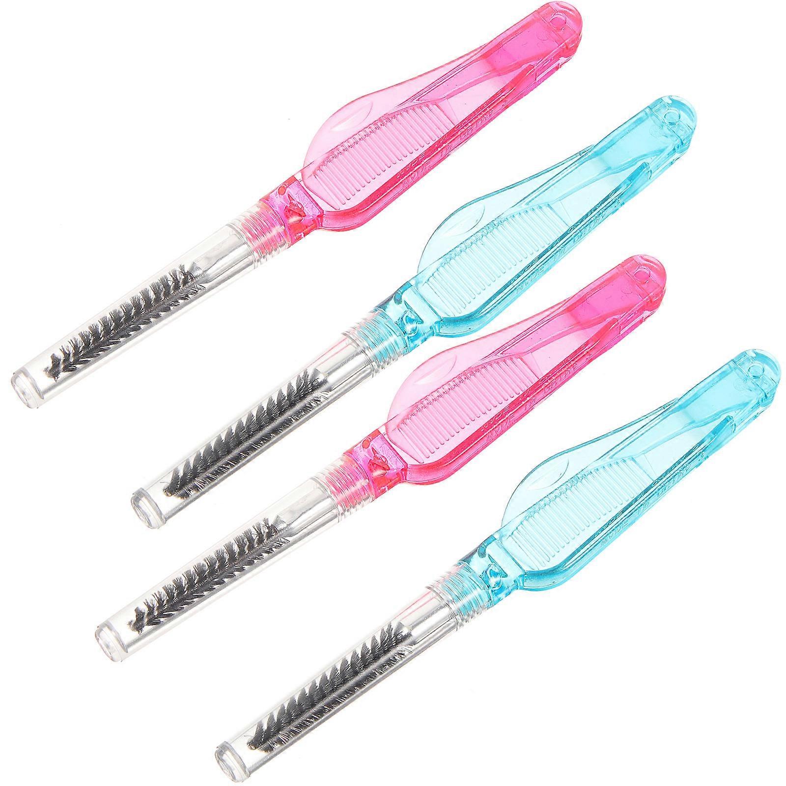 Portable Folding Mini Eyelash Brush (4pcs) Disposable Lash Comb for Makeup, Mascara Application, Lash Separation