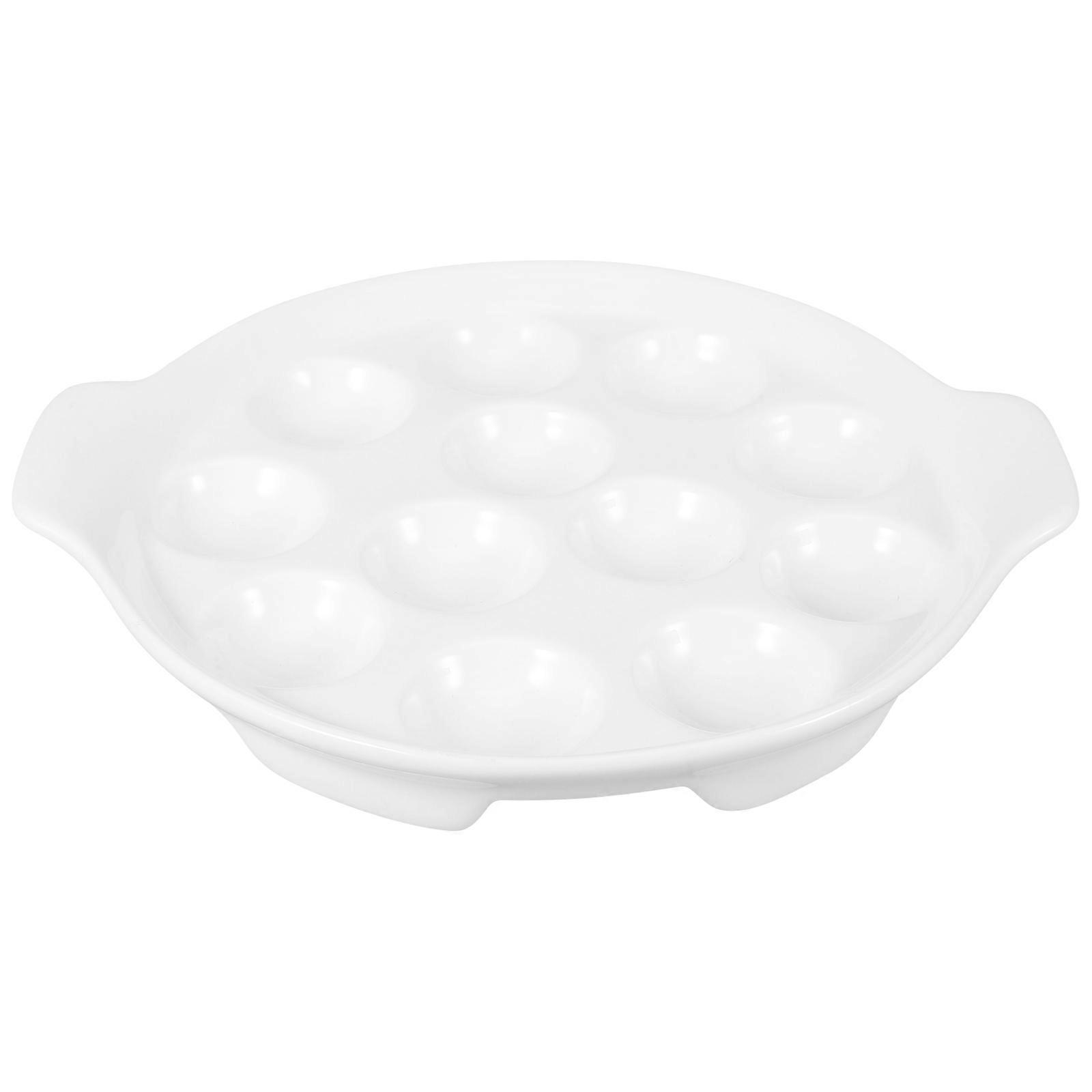 Escargot Serving Tray, Ceramic Plate with Individual Compartments for Secure Storage