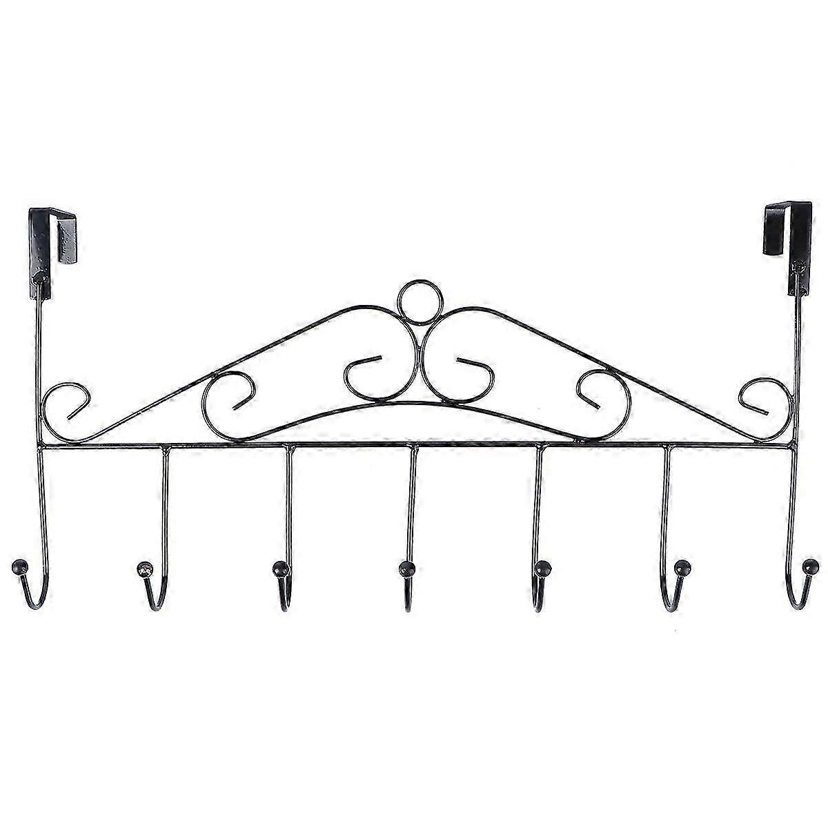 Metal Clothes Rack Wall Hooks Self Adhesive Door Hat Rack Black