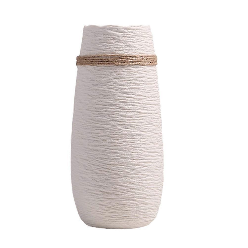 Unique Vase Desktop Ornament Ceramic Elegant Shape Home Flower Pot White 23x7.5cm 1Pack