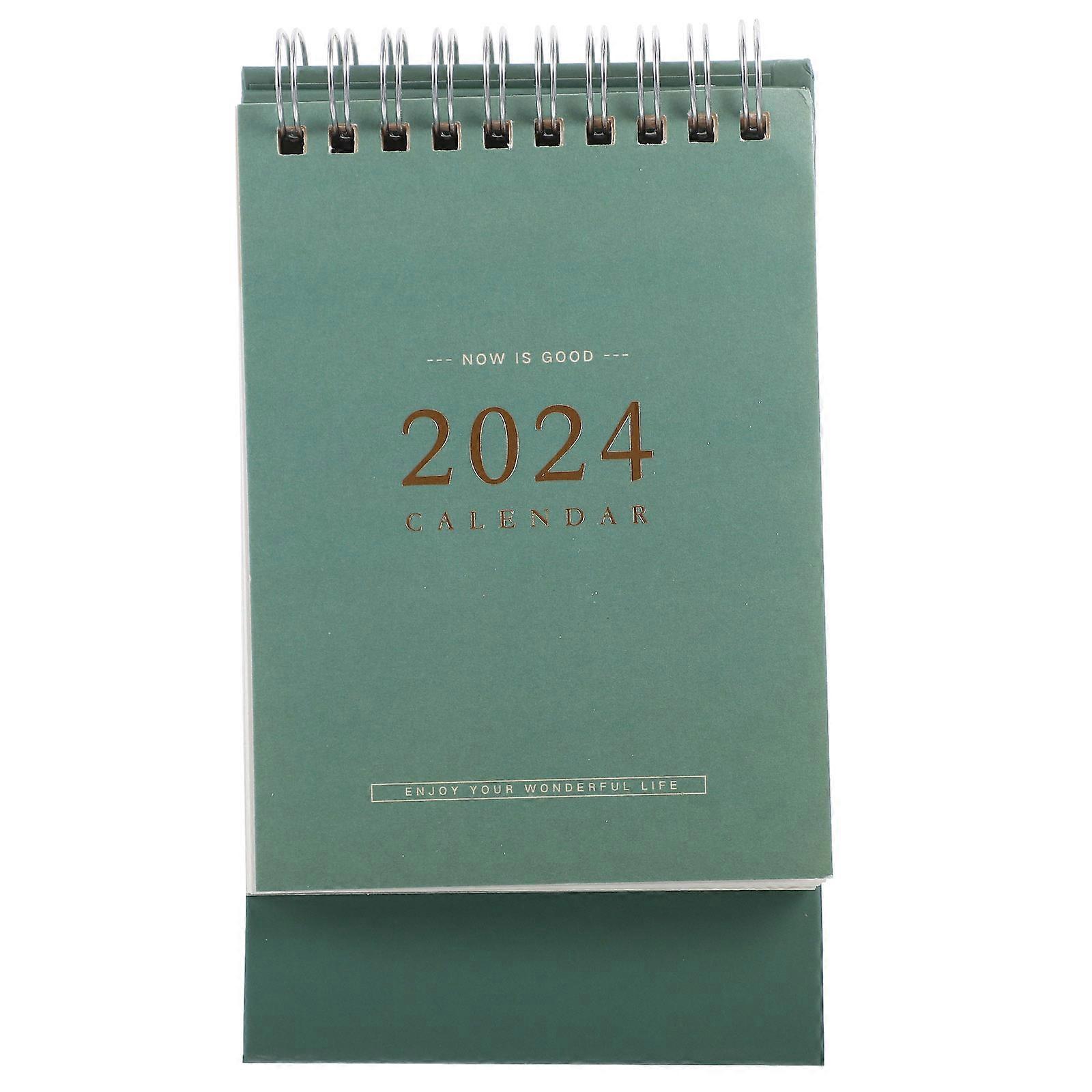 Simple Desktop Calendar Notebook Function Triple Fold Design Green 1Pack