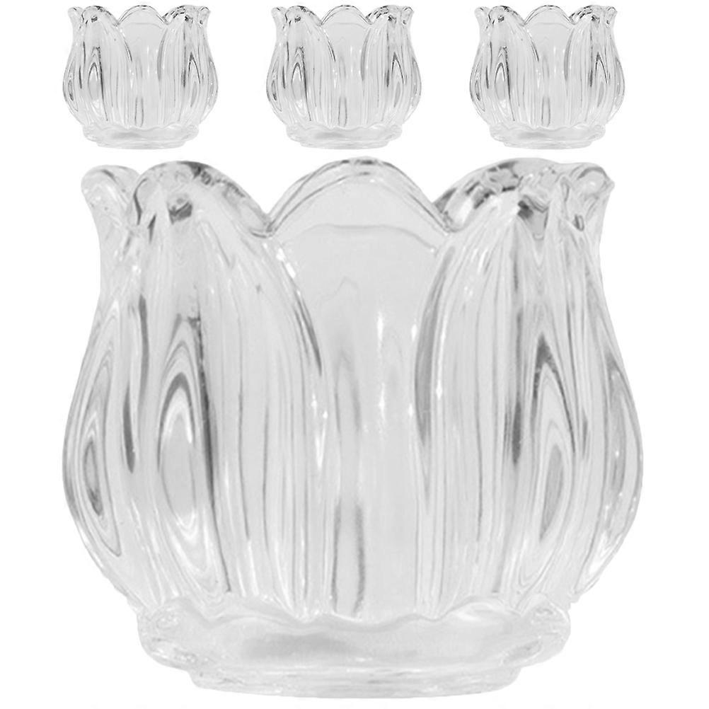 Dining Table Centerpiece Decor Glass Candlestick Holder Home Use 4Pcs