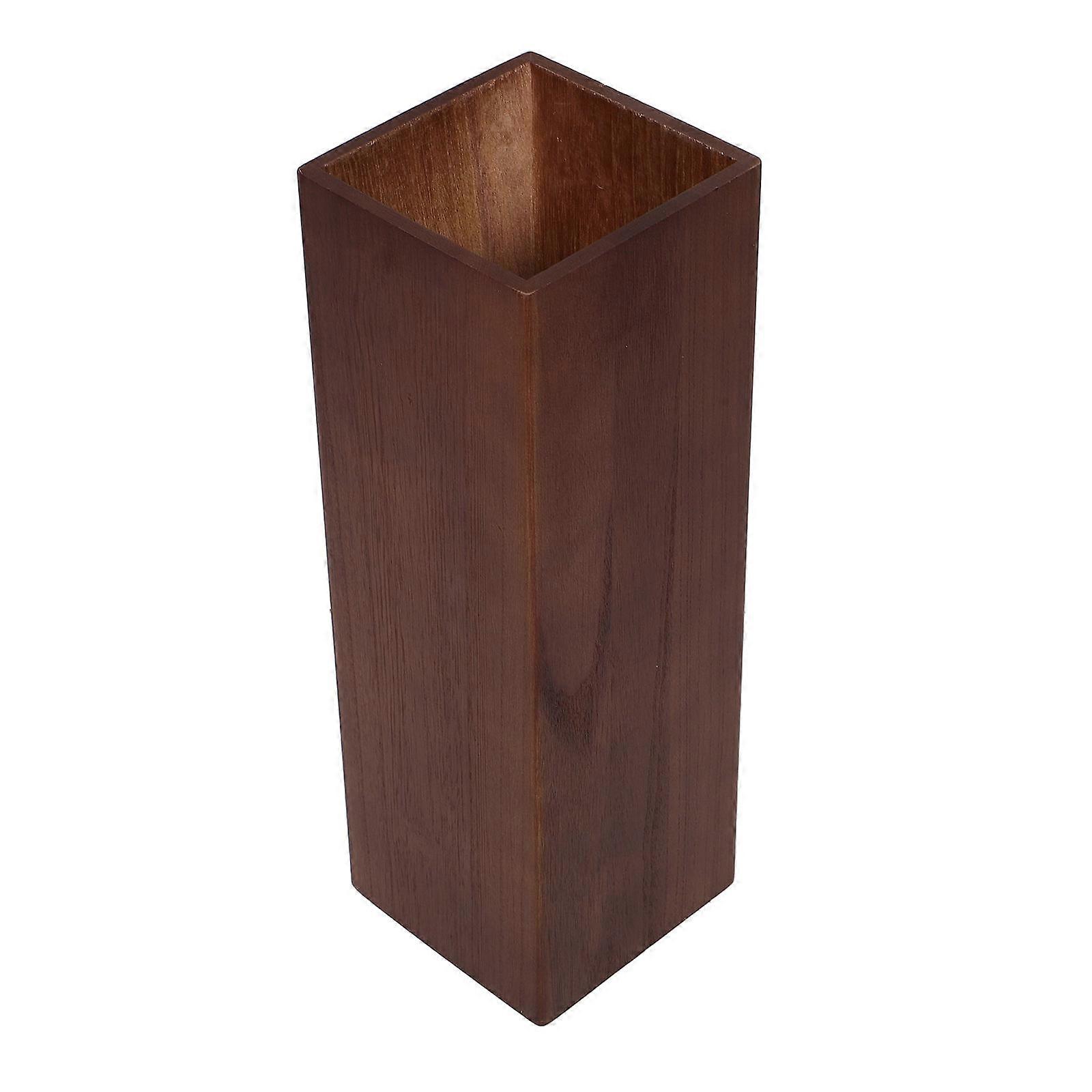 Rustic Vintage Wooden Umbrella Holder with Woven Design, Large Capacity Floor Standing Organizer for Entryway, Home Office, Canes, and Walking Sticks
