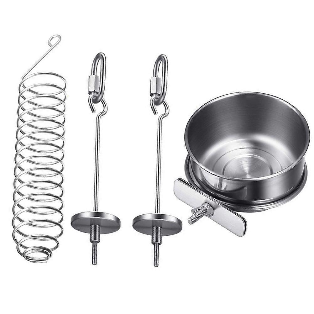 Parrot Feeder Set in Silver Stainless Steel for Mimicking Bird Feeding Toy and Pet Use Lightweight