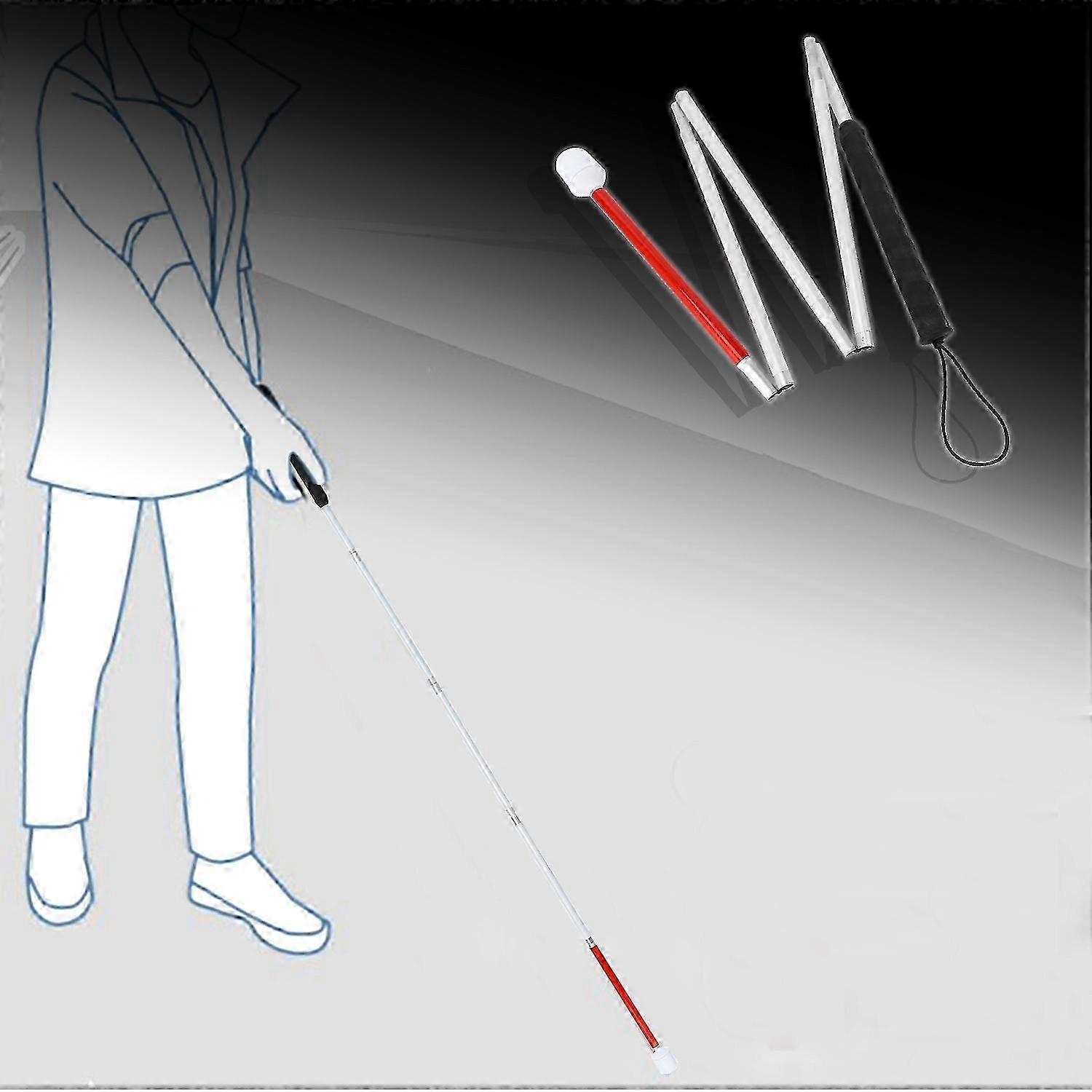 Aluminum 4-Sec Folding Cane with Rolling Tip for Blind Walking Stick